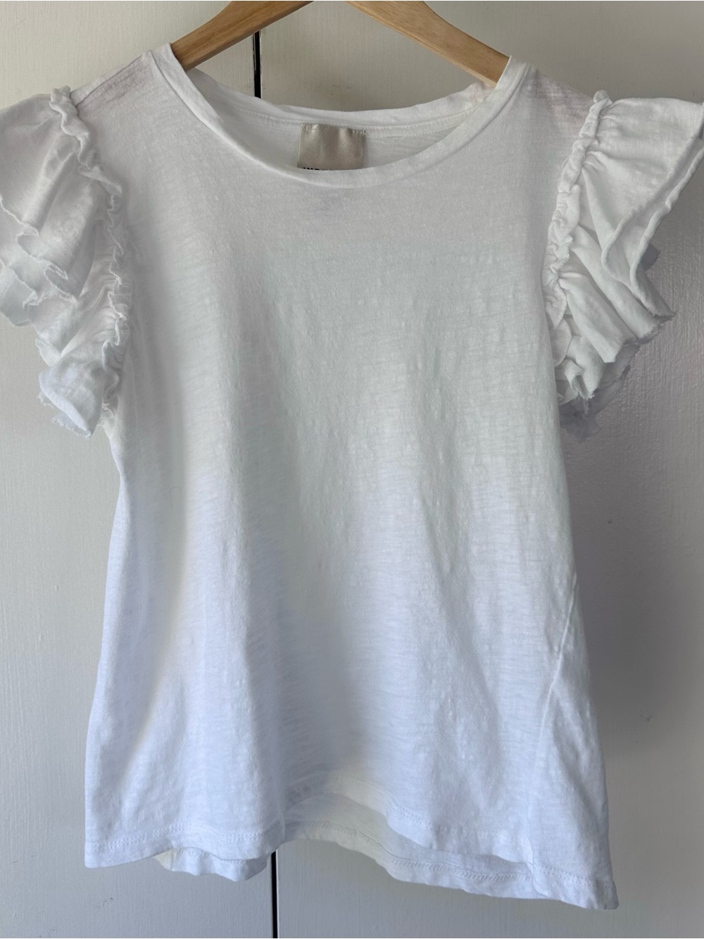 Women’s Industry Republic White Ruffle Pima Short Sleeve Tee